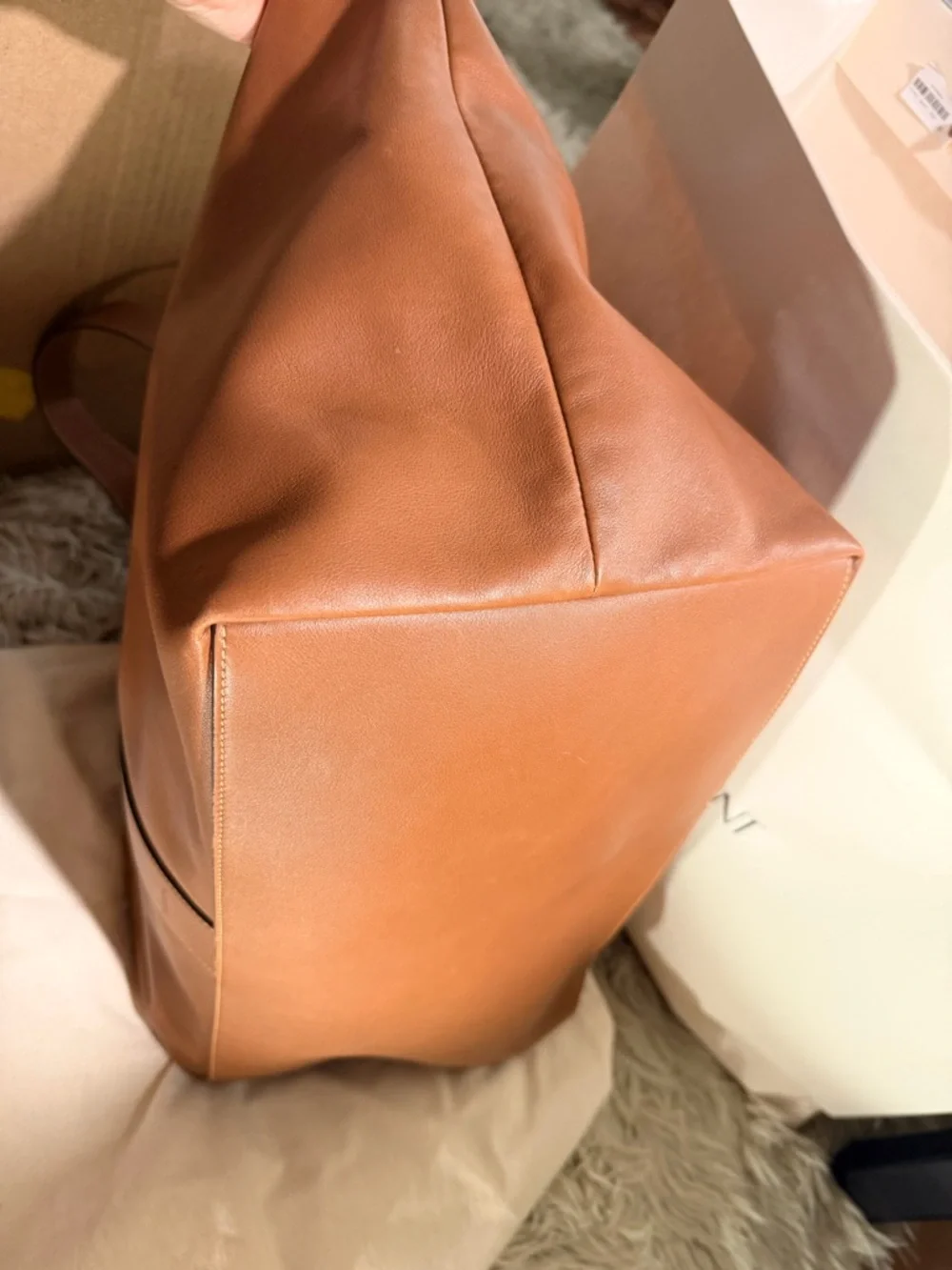 Saint Laurent Cognac Leather Tote with Top Handles - Picture 3 of 10